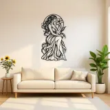 Muse with Flower Metal Wall Art | Minimalist Woman Line Art