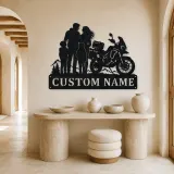 Personalized Adventure Motorcycle Mountain Family Metal Wall Art - lifestyle view 3