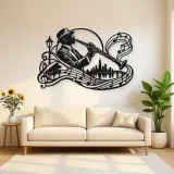 Clarinet Jazz Arc Metal Wall Art | Music Room Wall Decor