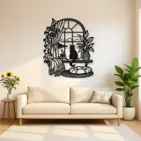 Cat on Windowsill Metal Wall Art | Pet Lover Silhouette Decor