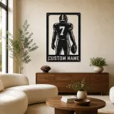 Décoration murale en métal personnalisée avec joueur de football numéro 7 vu de dos