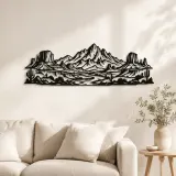 Arte mural de metal de meseta del desierto | Decoración de siluetas de naturaleza