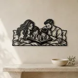 Bedtime Story Family Metal Wall Art | Family Silhouette Decor - lifestyle view 3