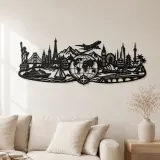 Weltkarte Reise Linie Metall Wandkunst | Reise- und Stadt Wanddekoration