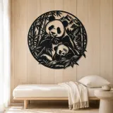 Panda Bamboo Metal Wall Art | Wildlife Silhouette Decor - lifestyle view 5