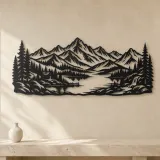 Highland Lake View Metal Wall Art | Nature Silhouette Decor - lifestyle view 3