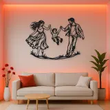 Parents Child Swing Metal Wall Art | Family Silhouette Decor
