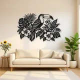 Toucan Leaf Garden Metal Wall Art | Wildlife Silhouette Decor
