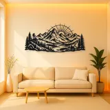 Mountain Sunrise Arc Metal Wall Art | Nature Silhouette Decor