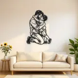 Single Father Child Metal Wall Art | Family Silhouette Decor