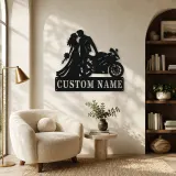 Personalized Biker Wedding Motorcycle Metal Wall Art - lifestyle view 5