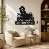 Personalized Lifted Couple Sport Motorcycle Metal Wall Art - lifestyle view 5