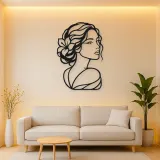 Calm Side Glance Metal Wall Art | Minimalist Woman Line Art