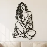 Cartel de metal Musa de Piernas Dobles | Arte lineal minimalista de mujer