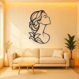 Minimal Beauty Profile Metal Wall Art | Minimalist Woman Line Art
