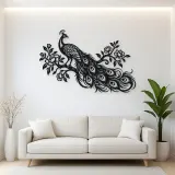 Peacock Feather Flow Metal Wall Art | Wildlife Silhouette Decor