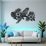 Parrot Tropical Branch Metal Wall Art | Wildlife Silhouette Decor