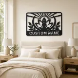 Personalized Meditation Lotus Metal Wall Art - lifestyle view 2