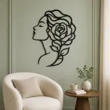 Rose Profile Muse Metal Wall Art | Minimalist Woman Line Art - lifestyle view 2