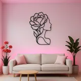 Single Profile Bloom Metal Wall Art | Minimalist Woman Line Art
