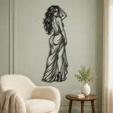 Over Shoulder Glance Metal Wall Art | Minimalist Woman Line Art - lifestyle view 2