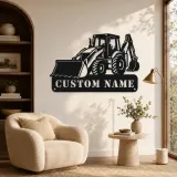 Personalized Backhoe Loader Front and Rear Bucket Metal Wall Art - lifestyle view 5