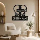 Personalized Medical Heart Metal Wall Art with Stethoscope - lifestyle view 5