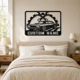 Personalized Muscle Car Metal Wall Art with Wrench Frame - lifestyle view 2