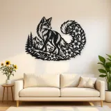 Fox Floral Tail Metal Wall Art | Wildlife Silhouette Decor