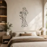 Standing Rose Model Metal Wall Art | Botanical Woman Wall Decor - lifestyle view 2