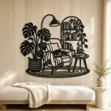 Books and Plant Metal Wall Art | Cozy Home Metal Decor - lifestyle view 5