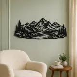 Mountain and River Metal Wall Art | Nature Silhouette Decor - lifestyle view 2