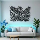 Phoenix Flame Flow Metal Wall Art | Celestial Boho Wall Decor