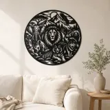Arte mural de metal Wildlife World Circle | Decoración de silueta de vida salvaje