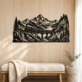 Train through Mountains Metal Wall Art | Travel and City Wall Decor - lifestyle view 5