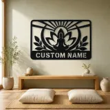 Personalized Meditation Lotus Metal Wall Art - lifestyle view 4