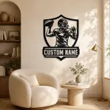 Personalized Quarterback Passing Shield Metal Wall Art - lifestyle view 5