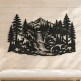Forest Waterfall Metal Wall Art | Nature Silhouette Decor - lifestyle view 5