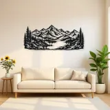 Highland Lake View Metal Wall Art | Nature Silhouette Decor
