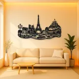 Paris Skyline Flow Metal Wall Art | Travel and City Wall Decor