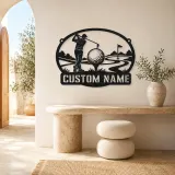 Personalized Golfer Metal Wall Art with Fairway Scene - lifestyle view 3