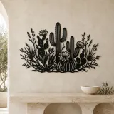 Cactus Desert Garden Metal Wall Art | Botanical Metal Wall Decor - lifestyle view 3