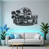 Record Player Corner Metal Wall Art | Music Room Wall Decor