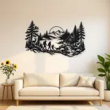Woodland Family Walk Metal Wall Art | Family Silhouette Decor