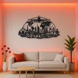 Airplane World Arc Metal Wall Art | Travel and City Wall Decor
