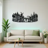 Amsterdam Canal Line Metal Wall Art | Travel and City Wall Decor