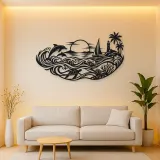Endless Blue Horizon Metal Wall Art | Nature Silhouette Decor