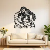 Family Group Hug Metal Wall Art | Family Silhouette Decor