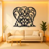 Dog Paw Heart Metal Wall Art | Pet Lover Silhouette Decor