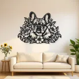 French Bulldog Floral Metal Wall Art | Pet Lover Silhouette Decor